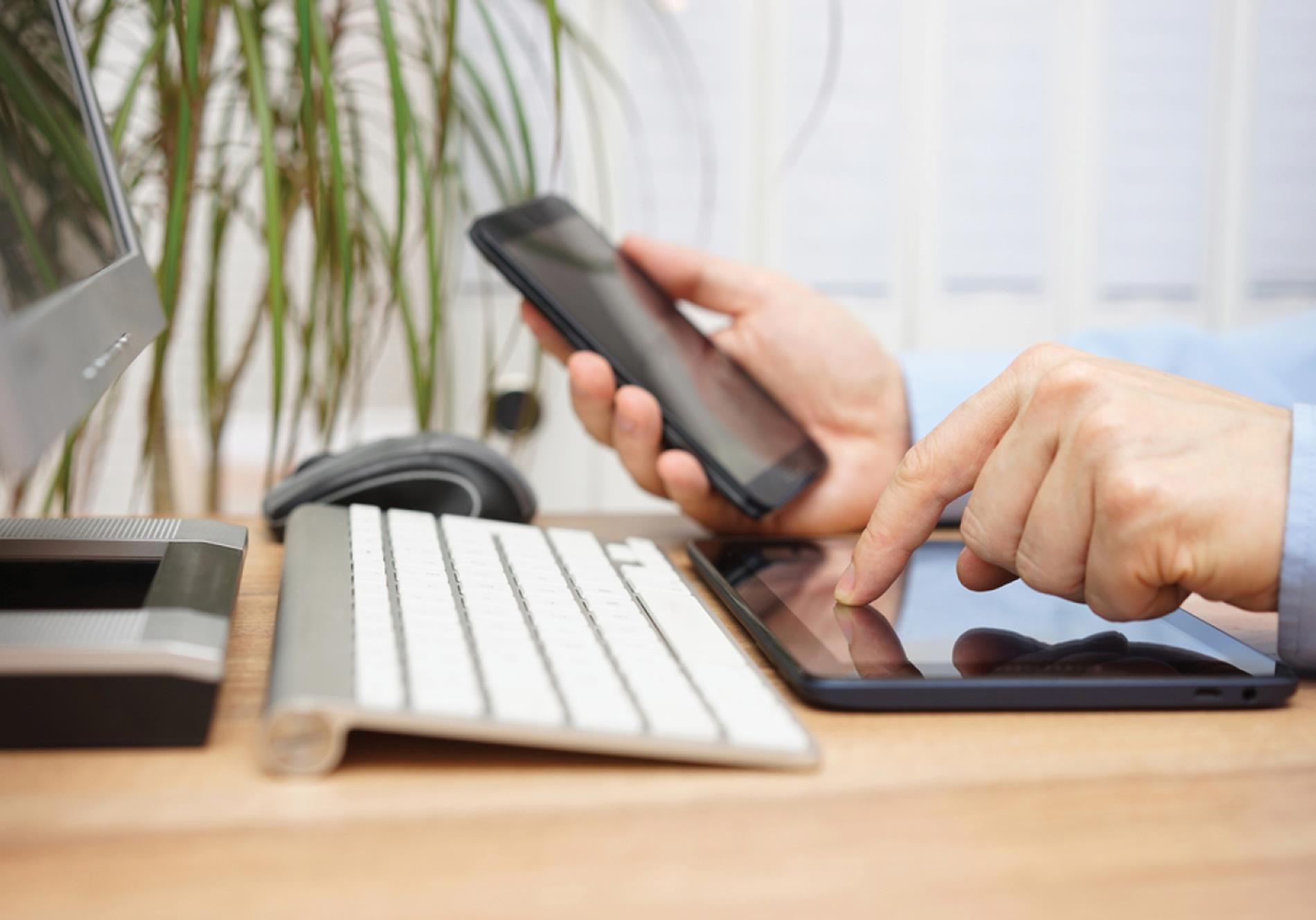 User typing on a keyboard